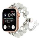 For Apple Watch Series 9 41mm Pearl Chain Metal Bracelet Watch Band(White Silver) - 1