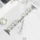 For Apple Watch Series 9 41mm Pearl Chain Metal Bracelet Watch Band(White Silver) - 2