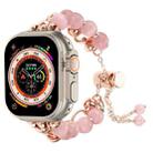 For Apple Watch Ultra 49mm Pearl Chain Metal Bracelet Watch Band(Pink Rose Gold) - 1