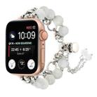 For Apple Watch Series 7 45mm Pearl Chain Metal Bracelet Watch Band(White Silver) - 1