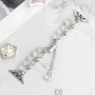 For Apple Watch Series 7 45mm Pearl Chain Metal Bracelet Watch Band(White Silver) - 2