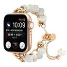 For Apple Watch 42mm Pearl Chain Metal Bracelet Watch Band(White Gold) - 1
