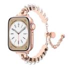 For Apple Watch SE 2023 44mm Pearl Bracelet Metal Watch Band(Rose Gold) - 1