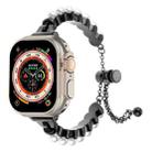 For Apple Watch Ultra 49mm Pearl Bracelet Metal Watch Band(Black) - 1