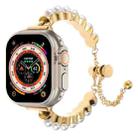 For Apple Watch Ultra 49mm Pearl Bracelet Metal Watch Band(Gold) - 1