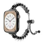 For Apple Watch SE 2022 44mm Pearl Bracelet Metal Watch Band(Black) - 1