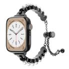 For Apple Watch Series 7 45mm Pearl Bracelet Metal Watch Band(Black) - 1