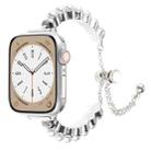 For Apple Watch Series 7 45mm Pearl Bracelet Metal Watch Band(Silver) - 1