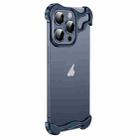 For iPhone 15 Pro Max Frameless Metal Corner Pad Phone Case with Lens Film(Blue) - 1