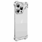 For iPhone 15 Pro Max Frameless Metal Corner Pad Phone Case with Lens Film(White) - 1