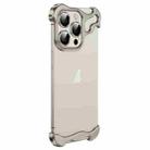 For iPhone 15 Pro Max Frameless Metal Corner Pad Phone Case with Lens Film(Grey) - 1