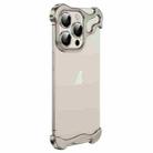 For iPhone 15 Pro Frameless Metal Corner Pad Phone Case with Lens Film(Grey) - 1