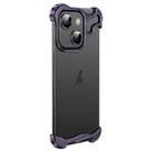 For iPhone 15 Plus Frameless Metal Corner Pad Phone Case with Lens Film(Purple) - 1