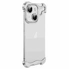 For iPhone 15 Frameless Metal Corner Pad Phone Case with Lens Film(White) - 1