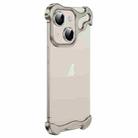 For iPhone 15 Frameless Metal Corner Pad Phone Case with Lens Film(Grey) - 1