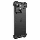 For iPhone 15 Frameless Metal Corner Pad Phone Case with Lens Film(Black) - 1