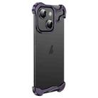 For iPhone 14 Plus Frameless Metal Corner Pad Phone Case with Lens Film(Purple) - 1