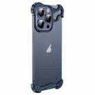 For iPhone 14 Pro Max Frameless Metal Corner Pad Phone Case with Lens Film(Blue) - 1