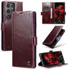 For Samsung Galaxy S24 Ultra 5G CaseMe 003 Crazy Horse Texture Flip Leather Phone Case(Mulberry Red) - 1