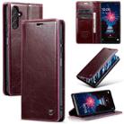 For Samsung Galaxy A15 CaseMe 003 Crazy Horse Texture Flip Leather Phone Case(Mulberry Red) - 1