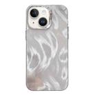 For iPhone 14 Color Silver IMD Feather Pattern Shockproof Phone Case - 1