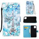 For iPhone 12 mini Painted Flat Texture Leather Case with Lanyard & Card Slot & Wallet & Holder(Tower Butterfly) - 1