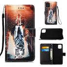 For iPhone 12 mini Painted Flat Texture Leather Case with Lanyard & Card Slot & Wallet & Holder(Cat And Tiger) - 1