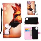 For iPhone 12 / 12 Pro Painted Flat Texture Leather Case with Lanyard & Card Slot & Wallet & Holder(Hound Kiss) - 1