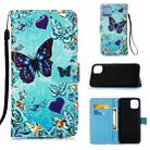 For iPhone 12 / 12 Pro Painted Flat Texture Leather Case with Lanyard & Card Slot & Wallet & Holder(Love Butterfly) - 1