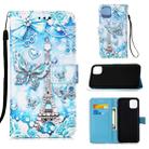 For iPhone 12 Pro Max Painted Flat Texture Leather Case with Lanyard & Card Slot & Wallet & Holder(Tower Butterfly) - 1