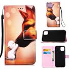 For iPhone 12 Pro Max Painted Flat Texture Leather Case with Lanyard & Card Slot & Wallet & Holder(Hound Kiss) - 1