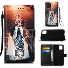 For iPhone 12 Pro Max Painted Flat Texture Leather Case with Lanyard & Card Slot & Wallet & Holder(Cat And Tiger) - 1