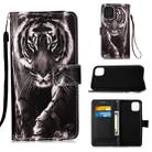 For iPhone 12 Pro Max Painted Flat Texture Leather Case with Lanyard & Card Slot & Wallet & Holder(Black White Tiger) - 1