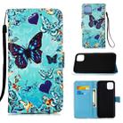 For iPhone 12 Pro Max Painted Flat Texture Leather Case with Lanyard & Card Slot & Wallet & Holder(Love Butterfly) - 1