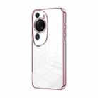 For Huawei P60 Art Transparent Plating Fine Hole Phone Case(Pink) - 1