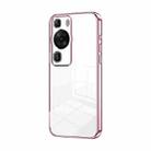 For Huawei P60 / P60 Pro Transparent Plating Fine Hole Phone Case(Pink) - 1