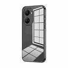 For Huawei nova 10 SE Transparent Plating Fine Hole Phone Case(Black) - 1