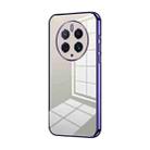 For Huawei Mate 50 Pro Transparent Plating Fine Hole Phone Case(Purple) - 1