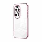 For Huawei P50 Pro Transparent Plating Fine Hole Phone Case(Pink) - 1