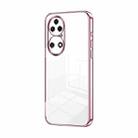 For Huawei P50 Transparent Plating Fine Hole Phone Case(Pink) - 1