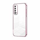 For Huawei Enjoy 20 SE / Y7a Transparent Plating Fine Hole Phone Case(Pink) - 1