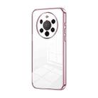 For Huawei Mate 40 Pro+ Transparent Plating Fine Hole Phone Case(Pink) - 1