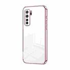 For Huawei nova 7 SE / P40 lite 5G Transparent Plating Fine Hole Phone Case(Pink) - 1