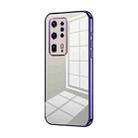 For Huawei P40 Pro+ Transparent Plating Fine Hole Phone Case(Purple) - 1