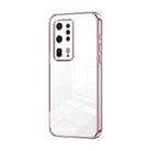 For Huawei P40 Pro+ Transparent Plating Fine Hole Phone Case(Pink) - 1