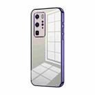 For Huawei P40 Pro Transparent Plating Fine Hole Phone Case(Purple) - 1