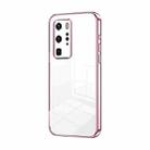 For Huawei P40 Pro Transparent Plating Fine Hole Phone Case(Pink) - 1
