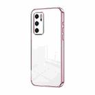 For Huawei P40 Transparent Plating Fine Hole Phone Case(Pink) - 1