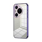 For Huawei Pura 70 Pro Transparent Plating Fine Hole Phone Case(Purple) - 1