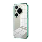 For Huawei Pura 70 Pro Transparent Plating Fine Hole Phone Case(Green) - 1